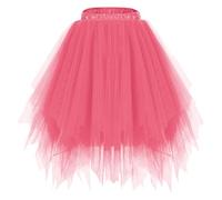 Melon Red Tutu Skirts for Women Classic Elastic Waist Mesh Tulle Skirt Adult Mini Short Half Dress Skirt Summer A-Line Casual Skirts Free Size for Dress-up Parties Dancing Wedding Prom One Size