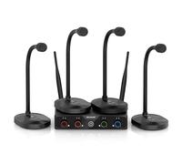 MELONARE 4-Channel Wireless Conference Microphone System, UHF Compact Cordless Mic Set w/ 4x10 Frequencies, 200ft Range, 4 Gooseneck Mics for Lecture, Church, Conference, Public Speaking (MWM-41-4G)