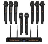MELONARE 8-Channel Wireless Microphone System, UHF 500MHz Cordless Mic Set w/ 8x5 Frequencies, 240ft Range, Dynamic Handheld Microphone for Singing, Karaoke, Church, Meetings, Wedding (MWM-81F)