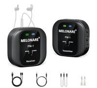 MELONARE PM-1 Wireless In-Ear Monitor System - UHF 500MHz, Low Latency, HD Audio, Beltpack Transmitter & Receiver, 10 Channels, Mono/Stereo Selection, IEM for Live Performance, Studio, Bands