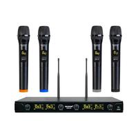 MELONARE UHF Wireless Microphone System, Quad-Channel Wireless Mic Set w/ 4 Handheld Dynamic Microphones, Color Coded Microphone for Singing, Home Karaoke, DJ, Church, Wedding (MWM-40F)