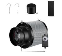 MELONFARM 4 inch Air Carbon Filter Smelliness Control with Australia Virgin Charcoal, Built-in 14cm Fan Low Nois and Speed Controller, Smelliness Scrubber for Inline Duct Fan, Grow Tent 6" x 8.3"