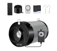 MELONFARM 4 inch Air Carbon Filter Smelliness Control with Australia Virgin Charcoal, Built-in 14cm Fan Low Nois and Speed Controller, Smelliness Scrubber for Inline Duct Fan, Grow Tent 4" x 14"