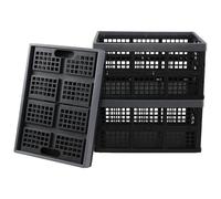 Melontray 34 L Collapsible Plastic Storage Crates, Foldable Storage Basket, Stackable Storage Baskets for Multi Use, 3-Packs