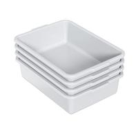 Melontray 4 Packs 13 L Plastic Commercial Bus Tubs, Utility Bus Boxes, Grey
