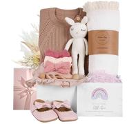 meloom Deluxe Baby Girl Gift Set, Newborn Baby Shower Gifts Basket, Newborn Gifts Box, Boho Baby Girl Essentials, Baby Shower Gifts for New Moms, Personalized New Baby Gifts