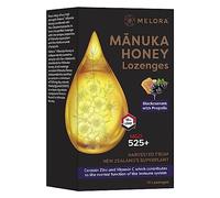 Melora High Strength Manuka Honey Lozenges - 525+ MGO - UMF 15 with Propolis | Naturally Soothing - Sore Throat Relief and Immunity | Blackcurrant & Peppermint Flavour | Pack of 12 Lozenges (48g)