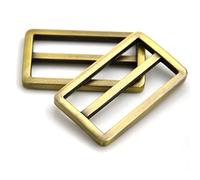 MELORDY 10pcs Metal Slide Tri-Glide Buckle Webbing Strap Adjustable Buckle Fasteners for Strap Keeper Leathercraft Bag Belt Bags DIY Accessories (Brass, 1-1/2 inch)