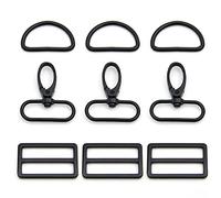 MELORDY 15Pcs Metal Swivel Snaps Hooks with D Rings and Tri-Glides Slide Buckles for Key Lanyard Purse Bag Straps Dog Collars DIY Sewing Hardware Craft (1-1/2 inch, Electrophoresis)