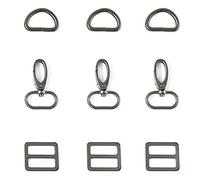 MELORDY 15Pcs Metal Swivel Snaps Hooks with D Rings and Tri-Glides Slide Buckles for Key Lanyard Purse Bag Straps Dog Collars DIY Sewing Hardware Craft (1-1/2 inch,Gun Black)