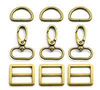 MELORDY 15Pcs Metal Swivel Snaps Hooks with D Rings and Tri-Glides Slide Buckles for Key Lanyard Purse Bag Straps Dog Collars DIY Sewing Hardware Craft (1-1/2 inch, Bronze)