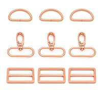 MELORDY 15Pcs Metal Swivel Snaps Hooks with D Rings and Tri-Glides Slide Buckles for Key Lanyard Purse Bag Straps Dog Collars DIY Sewing Hardware Craft (1 inch, Rose Gold)