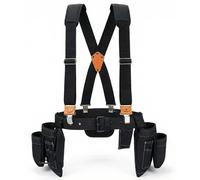 MELOTOUGH 14-Pockets Professional Tool Belt with Suspenders for Men,Heavy Duty Tool Bag and Pouch Combo for Carpenters,Construction,Electricians(Black, 33''-49'')