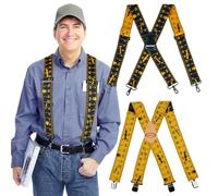 MELOTOUGH 2 Pcs Mens Suspenders Heavy Duty Clips Suspender Fully Elastic 2 Inch Wide Work Suspenders for Jeans, Yellow Rule Clip&Black Rule Hook, 2 inch