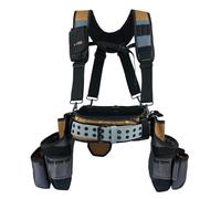 MELOTOUGH 28-Pocket Pro Framer's rig Combo Apron Tool Belt and Heavy Duty Padded Suspenders with Magnetic Desinger for Technician/Carpenter/and Electrician's Tools (Khaki)