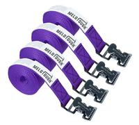 MELOTOUGH 4pk 1" x 6ft Purple Lashing Straps with Alligator Clips, Cargo Secure Webbing, Up to 450lbs, Truck Compatible