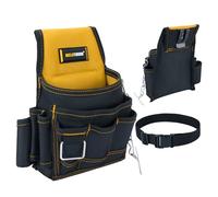 MELOTOUGH Electrician Tool Pouch Tool Belt Pouches with Belt Clip, Electrical Tape Chain, Multiple Pockets Organizer for Technician, Maintenance, HVAC(Yellow)