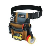 MELOTOUGH Electrician Tool Pouch with Belt Clip, 2 Inch Heavy Duty Work Belt Set for Men, Utility 13 Pockets Tool Pouch for Contractors & Roofing, Adjustable Carpenter Organizer Set (Brown)