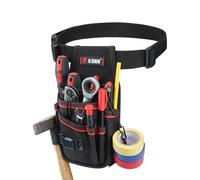 MELOTOUGH Electrician Tool Pouch with Belt Clip 7-Pocket Lightweight Small Tool Belt Pouches for Carpenters, Technicians, HVAC - Heavy Duty Multi-Pocket Organizer for Construction, Maintenance, Red