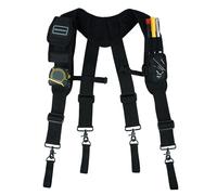 MELOTOUGH Magnetic Suspenders Tool Belt Suspenders with Large Moveable Phone Holder, Pencil Holder, Adjustable Size Padded Suspenders(Black