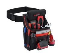MELOTOUGH Medium Ziptop Tool Pouch with Belt Clip and 2" Quick Release Belt, 16-Pocket Heavy Duty Zippered Utility Pouch with Tape Measure Clip for Electricians, Carpenters, Plumbers, HVAC, Red
