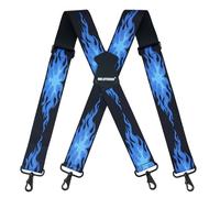 MELOTOUGH Men's Suspender 1.5/2 Inch Wide Suspenders Full Elastic X Back Suspender with Snap Hooks, Blue Flame, 2 inch