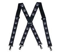 MELOTOUGH Men's Suspender 1.5 Inch Wide Suspenders Adjustable Fully Elastic Braces X Shape Funny Suspenders with Trigger Hooks (Skull), Skull, 1.5"