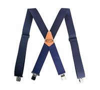 MELOTOUGH Mens Suspenders 2" Wide Adjustable and Elastic Braces X Shape with Very Strong Clips - Heavy Duty, Blue, one size fits most