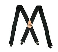 MELOTOUGH Mens Suspenders 2" Wide Adjustable and Elastic Braces X Shape with Very Strong Clips - Heavy Duty, Black, one size fits most