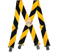MELOTOUGH Men's Suspenders Fully Elastic 2 inch Wide X back Heavy Duty Tradesperson's Pant Suspender (Waring Yellow Strip)
