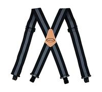 MELOTOUGH Men's Suspenders Fully Elastic 2 inch Wide X back Heavy Duty Work Suspenders, Gery & Black Strip, L