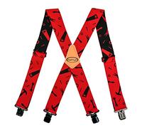 MELOTOUGH Men's Suspenders Fully Elastic 2 inch Wide X back Heavy Duty Work Suspenders, Red Hand Tools, Large
