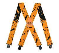 MELOTOUGH Men's Suspenders Fully Elastic 2 inch Wide X back Heavy Duty Work Suspenders, Yellow Hand Tools, L