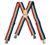 MELOTOUGH Mens X-Shape Adjustable Elastic Braces with Clips Extra Strong 60cm Wide - Heavy Duty, Rainbow, One size