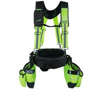 MELOTOUGH Reflective Safety Tool Belt with Suspenders Tool Bag Supenders Framers Comb Apron Construction Tool Pouch Builder Heavy Duty Carpenter Suspension Rig for Electrician, Roofing