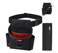 MELOTOUGH Tool Belt Pouches with Detachable Hammer Holster, Utility Electrician Tool Pouch with 2-Inch Wide Adjustable Belt for Electrician, Carpenter, Construction (Red)