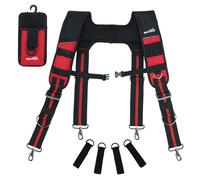 MELOTOUGH Tool Belt Suspenders Tool Bag Suspenders Padded Construction Work Belt Suspenders for Carpenter/Electrician/Roofing/Framers work Suspension Rig(Red)