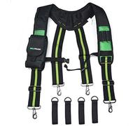 MELOTOUGH Work Suspenders Tool Belt Suspenders with Large Moveable Phone Holder, Green, adjustable size