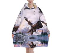 MELPHI Bald Eagle Print Blanket Hoodie Suitable For Valentine'S Day, Thanksgiving, Christmas, New Year And Other Cold Seasons.