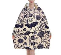 MELPHI Bat Print Print Blanket Hoodie Suitable For Valentine'S Day, Thanksgiving, Christmas, New Year And Other Cold Seasons.