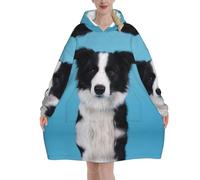 MELPHI Border Collie Print Blanket Hoodie Suitable For Valentine'S Day, Thanksgiving, Christmas, New Year And Other Cold Seasons.