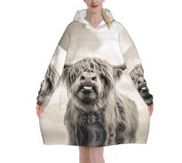 MELPHI Funny Highland Cow Print Blanket Hoodie Suitable For Valentine'S Day, Thanksgiving, Christmas, New Year And Other Cold Seasons.