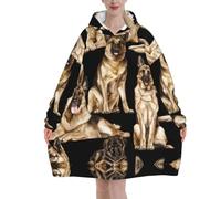 MELPHI German Shepherd Dog Print Blanket Hoodie Suitable For Valentine'S Day, Thanksgiving, Christmas, New Year And Other Cold Seasons.