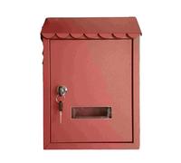 Mailboxes for Outside Wall Mount Large with Key Lock, Metal Locking Mailbox, Residential Mail Box Lock, Cash Drop Box for Living Room, Doorway, Porch, Yard, Garden (Color : Red)