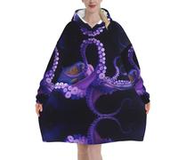 MELPHI Purple Octopus Print Blanket Hoodie Suitable For Valentine'S Day, Thanksgiving, Christmas, New Year And Other Cold Seasons.