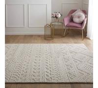 Melrose 100% Wool Made Beige Ivory Contemporary Design Indoor Medium Area Rug 120/170Cm