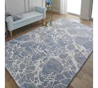 Melrose 100% Wool Made Blue Ivory Contemporary Design X-Large Indoor Area Rug 200/285Cm