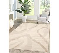 Melrose Ava Abstract Wave Design Cream Beige Large Indoor Area Rug 160/230Cm
