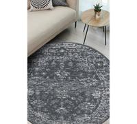 Melrose Colorama Traditional Design Charcoal Area Circular Round Rug 120X120Cm