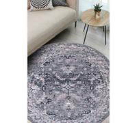 Melrose Colorama Traditional Grey/pink Medium Indoor Round Area Rug 120/120Cm